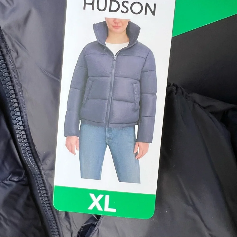HUDSON NAVY BLUE HIGH NECK PUFFER JACKET SIZE XL NWT